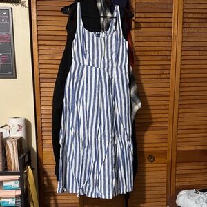 Old Navy Blue and White Striped Linen Dress
